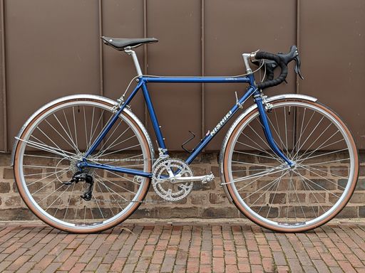 1983 Nishiki Olympic 12, upgraded with 700c wheels and alloy mudguards