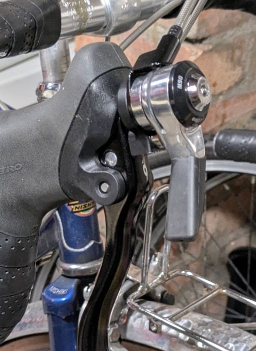 Sunrace M90 thumb shifter mounted to Tektro RL340 brake lever