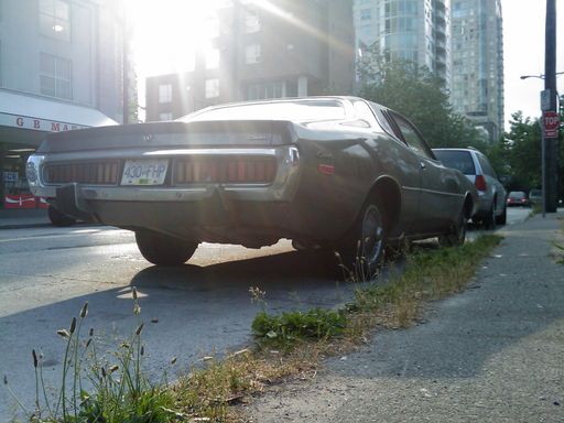 Dodge Charger by the sidewalk